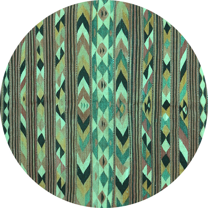Round Oriental Turquoise Traditional Rug, con2960turq