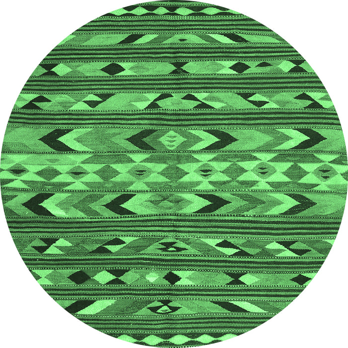 Round Oriental Emerald Green Traditional Rug, con2960emgrn