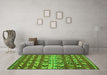 Machine Washable Oriental Green Traditional Area Rugs in a Living Room,, wshcon2960grn