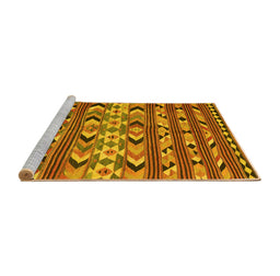 Sideview of Machine Washable Oriental Yellow Traditional Rug, wshcon2960yw