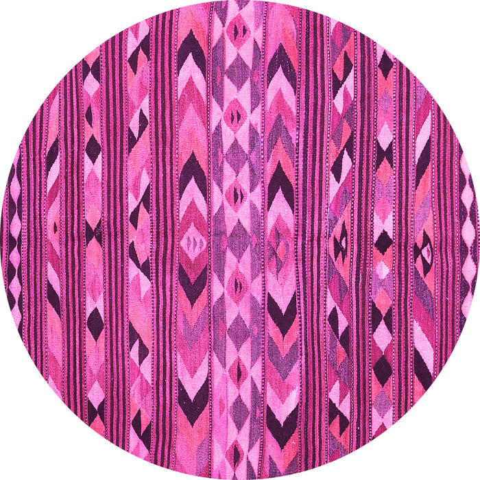 Round Machine Washable Oriental Pink Traditional Rug, wshcon2960pnk