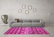 Machine Washable Oriental Pink Traditional Rug in a Living Room, wshcon2960pnk