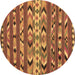 Round Oriental Brown Traditional Rug, con2960brn
