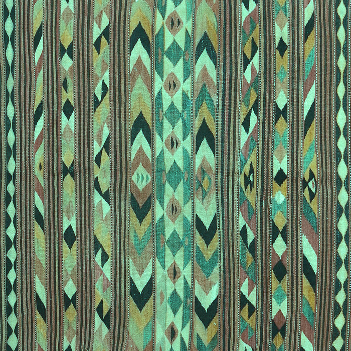 Square Machine Washable Oriental Turquoise Traditional Area Rugs, wshcon2960turq