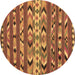 Round Machine Washable Oriental Brown Traditional Rug, wshcon2960brn