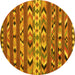 Round Machine Washable Oriental Yellow Traditional Rug, wshcon2960yw