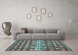 Machine Washable Oriental Light Blue Traditional Rug in a Living Room, wshcon2960lblu