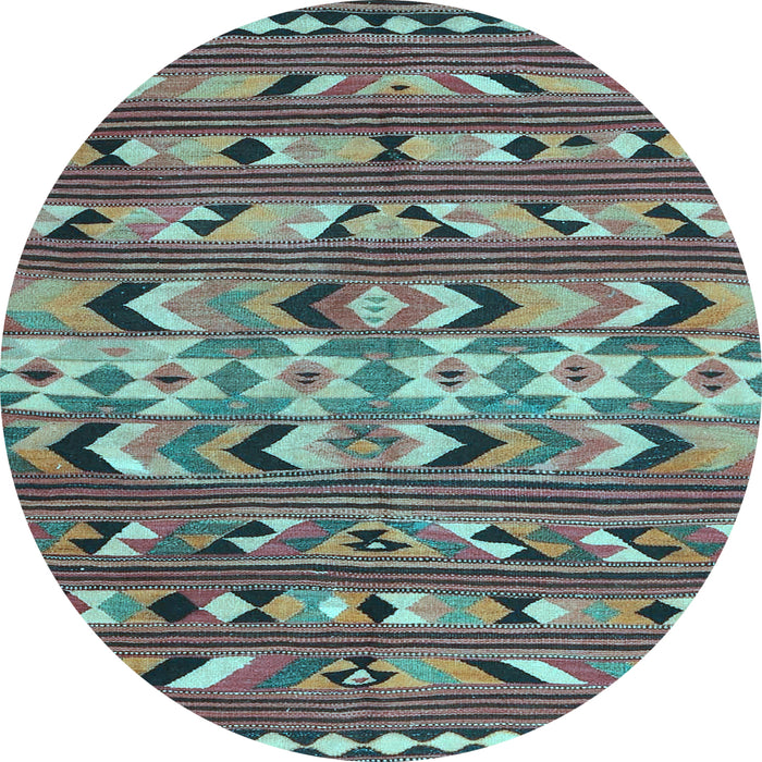 Round Oriental Light Blue Traditional Rug, con2960lblu