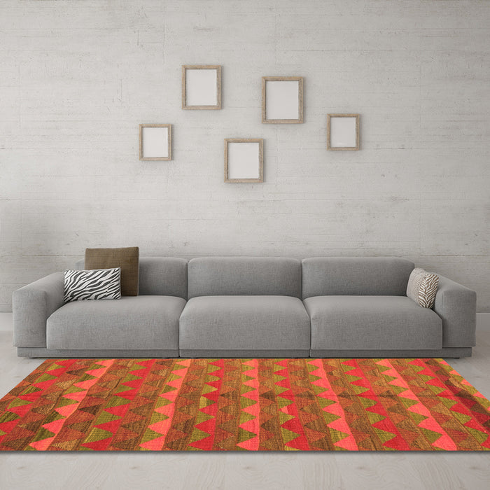 Machine Washable Oriental Orange Traditional Area Rugs in a Living Room, wshcon2961org
