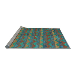 Sideview of Machine Washable Oriental Light Blue Traditional Rug, wshcon2961lblu