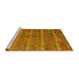 Sideview of Machine Washable Oriental Yellow Traditional Rug, wshcon2961yw