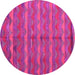 Round Machine Washable Oriental Pink Traditional Rug, wshcon2961pnk