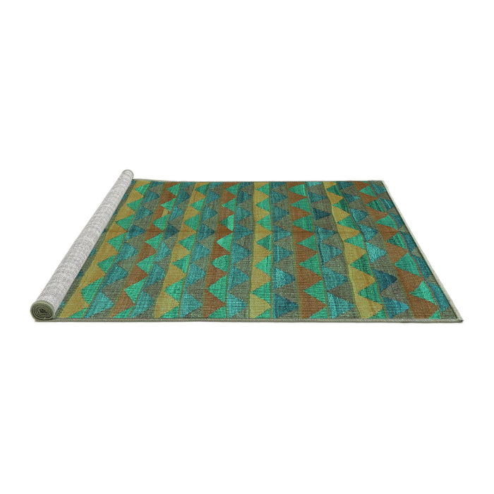 Sideview of Machine Washable Oriental Turquoise Traditional Area Rugs, wshcon2961turq