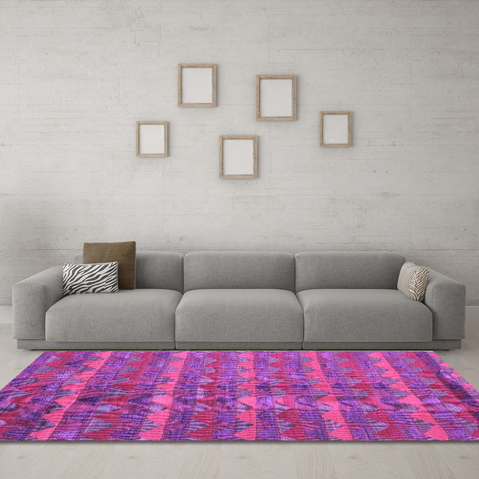 Machine Washable Oriental Purple Traditional Area Rugs in a Living Room, wshcon2961pur