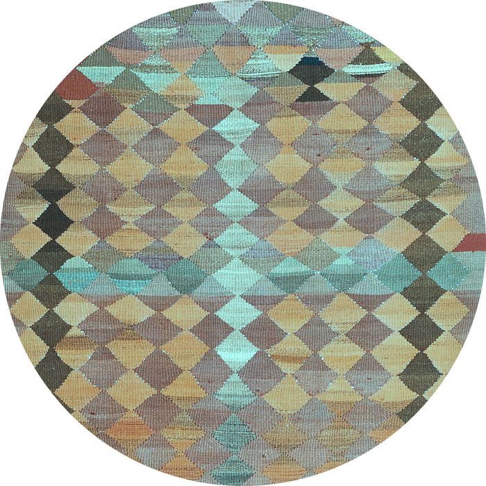 Round Oriental Light Blue Traditional Rug, con2962lblu