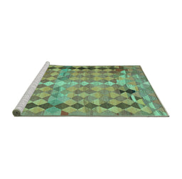 Sideview of Machine Washable Oriental Turquoise Traditional Area Rugs, wshcon2962turq