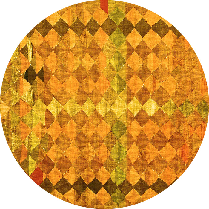 Round Oriental Yellow Traditional Rug, con2962yw