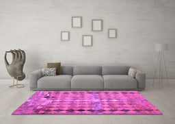 Machine Washable Oriental Purple Traditional Area Rugs in a Living Room, wshcon2962pur
