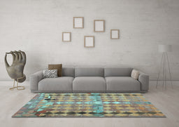 Machine Washable Oriental Light Blue Traditional Rug in a Living Room, wshcon2962lblu