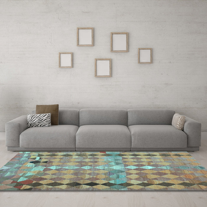 Machine Washable Oriental Light Blue Traditional Rug in a Living Room, wshcon2962lblu
