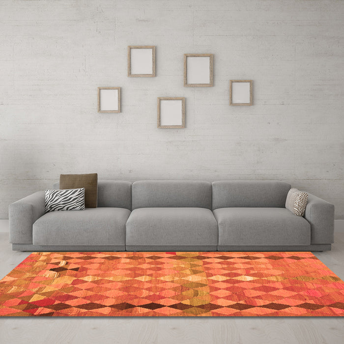 Machine Washable Oriental Orange Traditional Area Rugs in a Living Room, wshcon2962org