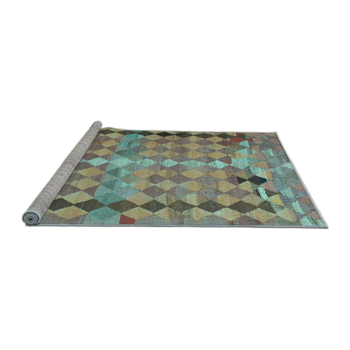 Sideview of Machine Washable Oriental Light Blue Traditional Rug, wshcon2962lblu