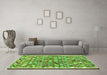 Machine Washable Abstract Green Contemporary Area Rugs in a Living Room,, wshcon2963grn