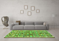 Machine Washable Abstract Green Contemporary Rug, wshcon2963grn