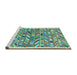 Sideview of Machine Washable Abstract Turquoise Contemporary Area Rugs, wshcon2963turq