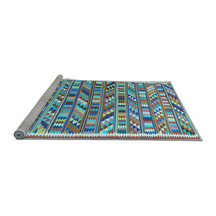 Sideview of Machine Washable Abstract Light Blue Contemporary Rug, wshcon2963lblu