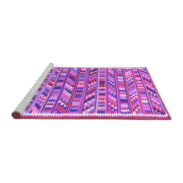 Sideview of Machine Washable Abstract Purple Contemporary Area Rugs, wshcon2963pur