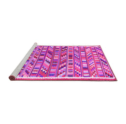 Sideview of Machine Washable Abstract Pink Contemporary Rug, wshcon2963pnk