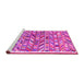 Sideview of Machine Washable Abstract Pink Contemporary Rug, wshcon2963pnk