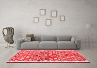 Machine Washable Abstract Red Contemporary Rug, wshcon2963red