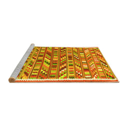Sideview of Machine Washable Abstract Yellow Contemporary Rug, wshcon2963yw