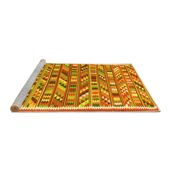 Sideview of Machine Washable Abstract Yellow Contemporary Rug, wshcon2963yw