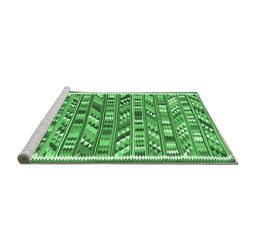 Sideview of Machine Washable Abstract Emerald Green Contemporary Area Rugs, wshcon2963emgrn