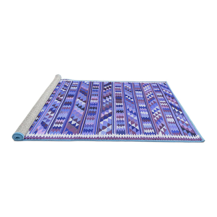 Sideview of Machine Washable Abstract Blue Contemporary Rug, wshcon2963blu