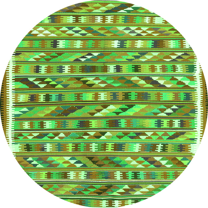 Square Abstract Green Contemporary Rug, con2963grn