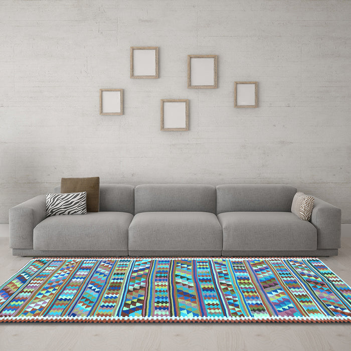 Machine Washable Abstract Light Blue Contemporary Rug in a Living Room, wshcon2963lblu