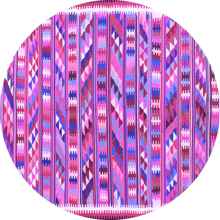 Round Machine Washable Abstract Purple Contemporary Area Rugs, wshcon2963pur