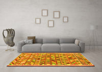 Machine Washable Abstract Yellow Contemporary Rug, wshcon2963yw