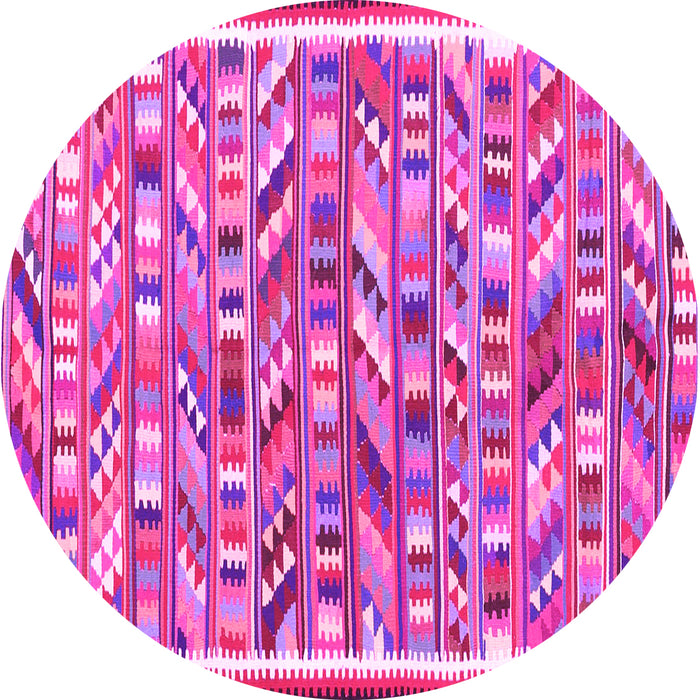 Round Abstract Pink Contemporary Rug, con2963pnk