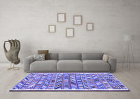 Machine Washable Abstract Blue Contemporary Rug, wshcon2963blu