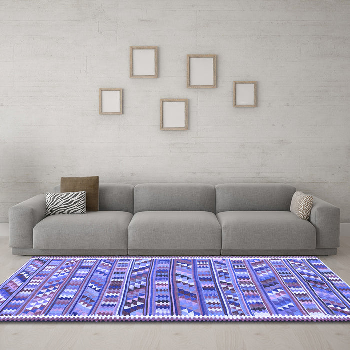 Machine Washable Abstract Blue Contemporary Rug in a Living Room, wshcon2963blu