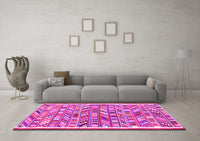 Machine Washable Abstract Pink Contemporary Rug, wshcon2963pnk