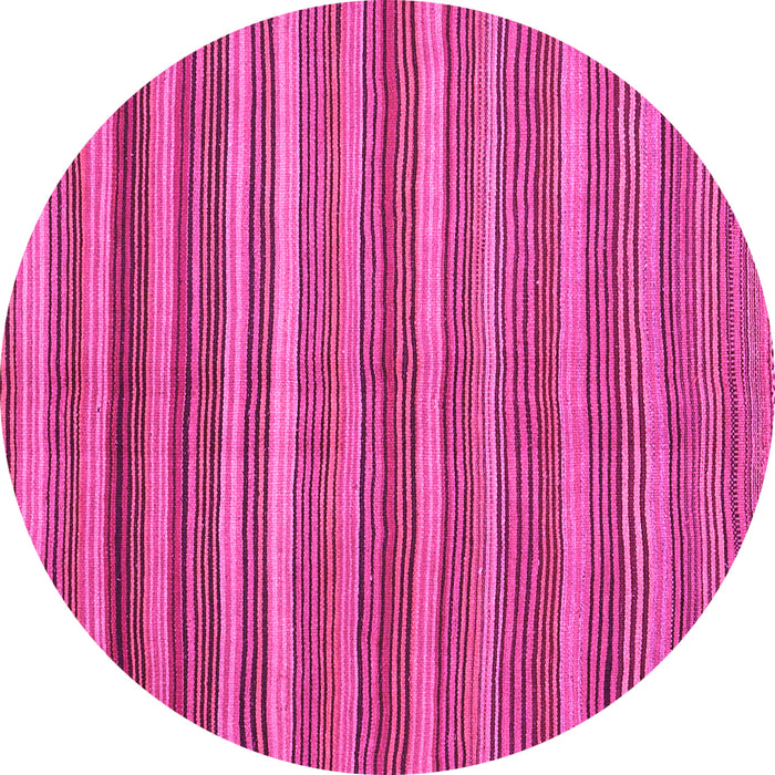 Round Machine Washable Oriental Pink Traditional Rug, wshcon2964pnk