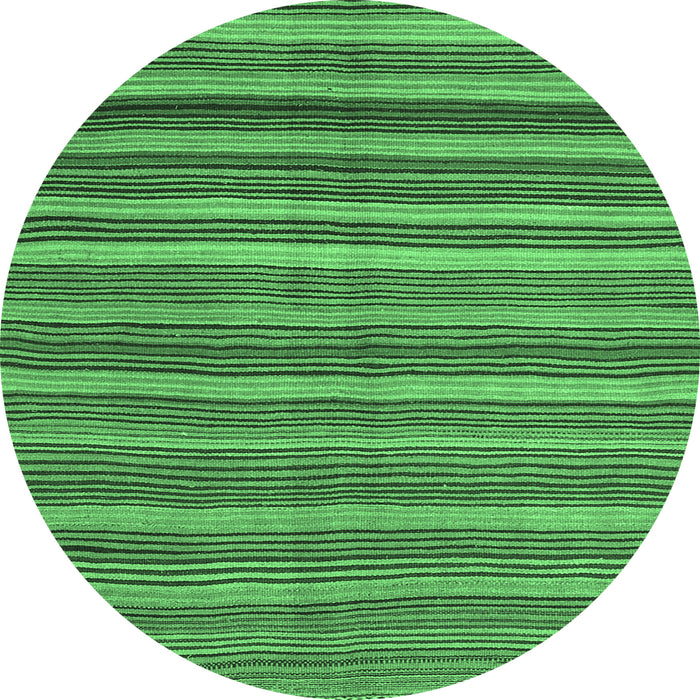 Round Machine Washable Oriental Emerald Green Traditional Area Rugs, wshcon2964emgrn