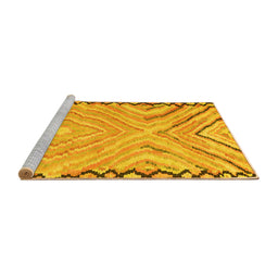 Sideview of Machine Washable Oriental Yellow Traditional Rug, wshcon2965yw