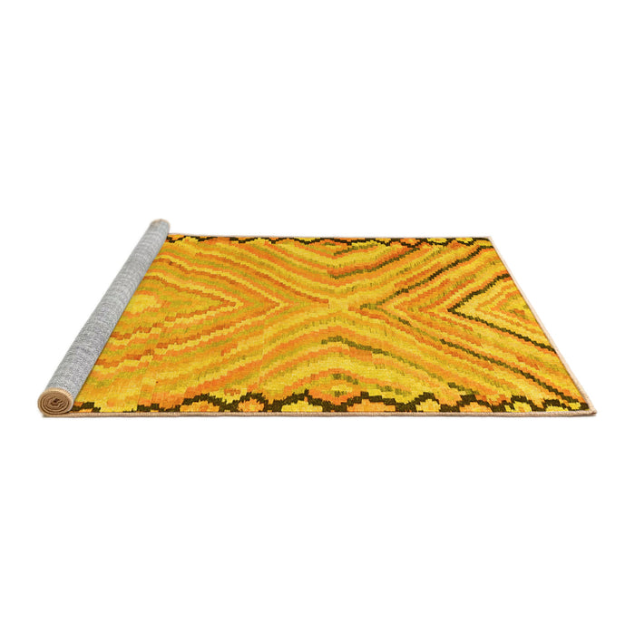 Sideview of Machine Washable Oriental Yellow Traditional Rug, wshcon2965yw